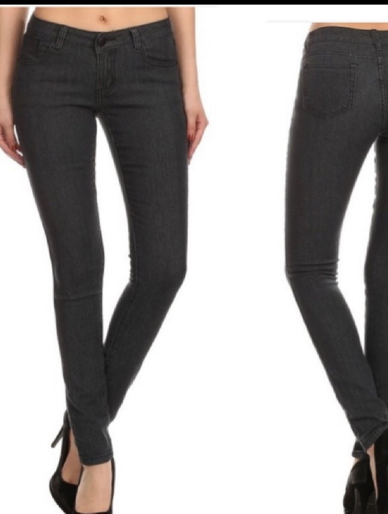Charcoal 5-pocket mid-rise skinny jeans